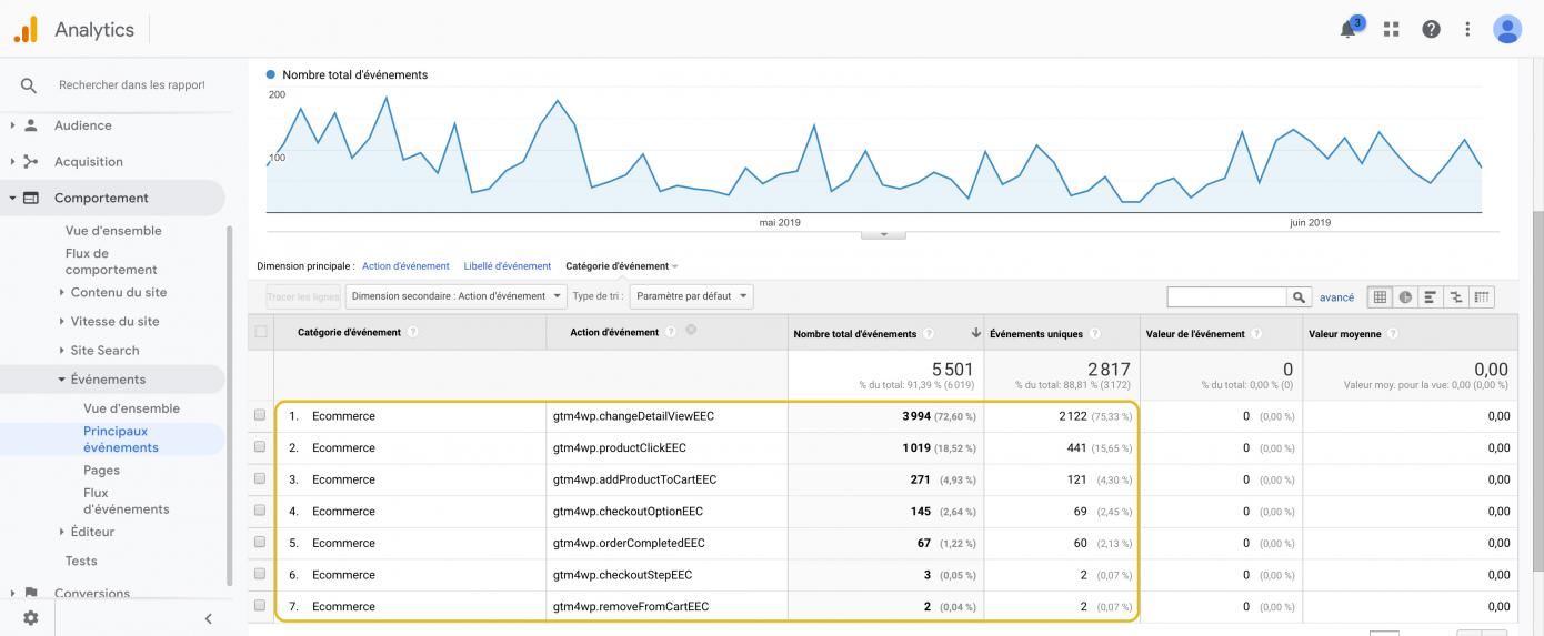 Screenshot - Google analytics - Catégorie E Commerce
