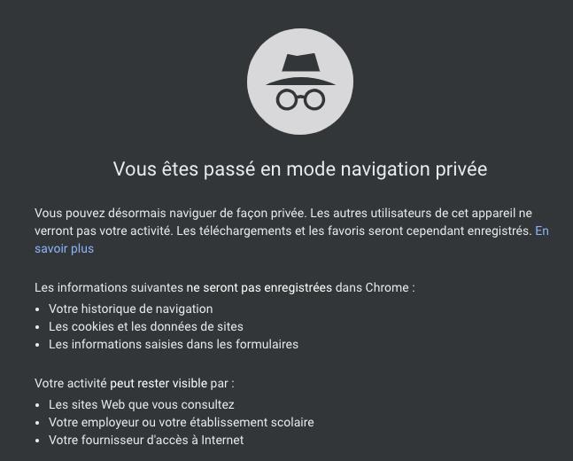 Navigation privée - Chrome