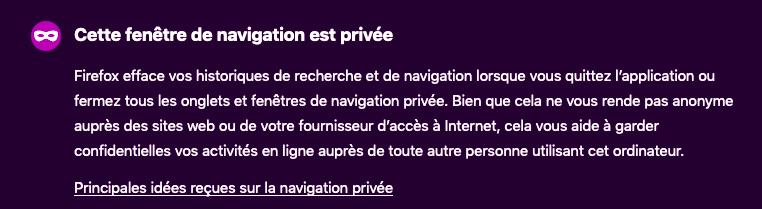 Navigation privée - Firefox