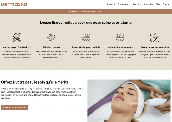 clinique esthétique website dermaska