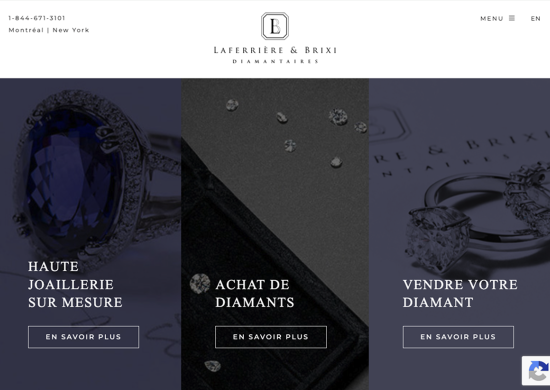 website modernization, Laferrière & Brixi Diamantaires, 8P Design, web agency Montreal, WordPress, Elementor, responsive website, SEO, high-end jewelry, diamond buying, diamond selling