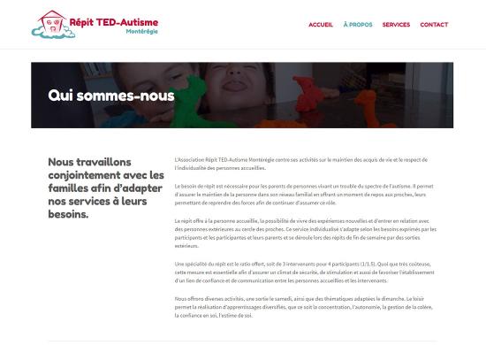 Impression écran n°1 du site de Répit TED-Autisme