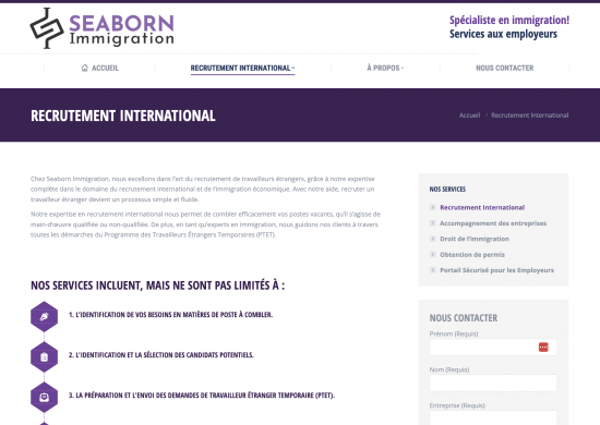 Impression écran n°1 du site de Seaborn Immigration