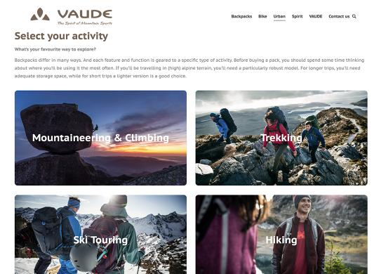 screenshot : Vaude Site Web transactionnel ecommerce