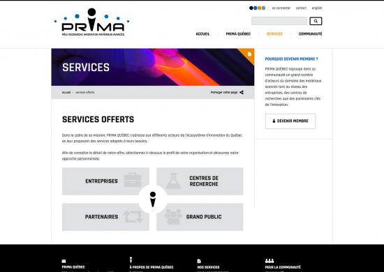 Site Web mobile de PRIMA