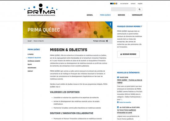 Site Web mobile de PRIMA